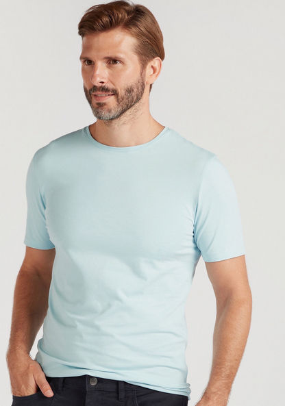 Solid T-shirt with Short Sleeves and Crew Neck