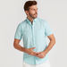 Textured Button Down Shirt with Short Sleeves and Pocket-Shirts-thumbnailMobile-0