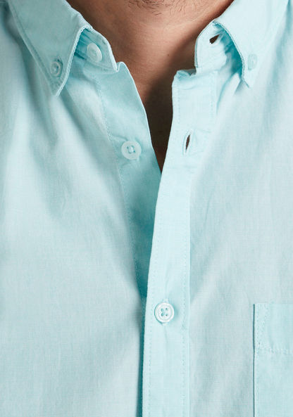 Textured Button Down Shirt with Short Sleeves and Pocket