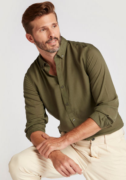 Solid Button Down Shirt with Long Sleeves