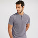 Solid T-shirt with Henley Neck and Short Sleeves-T Shirts-thumbnailMobile-0