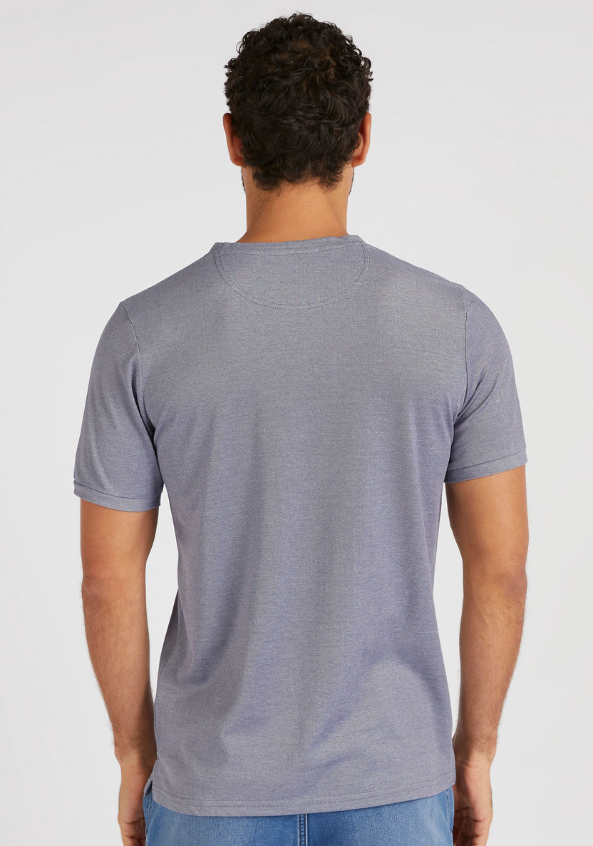 Solid T-shirt with Henley Neck and Short Sleeves-T Shirts-image-3