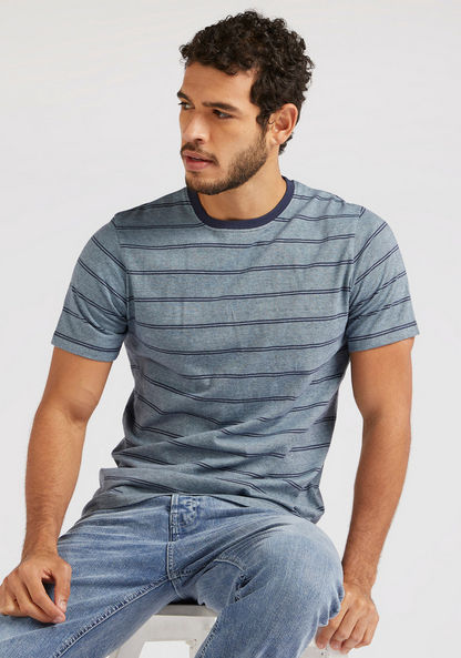 Striped T-shirt with Short Sleeves and Crew Neck