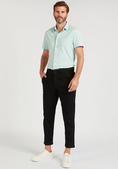 Solid Collared Shirt with Short Sleeves