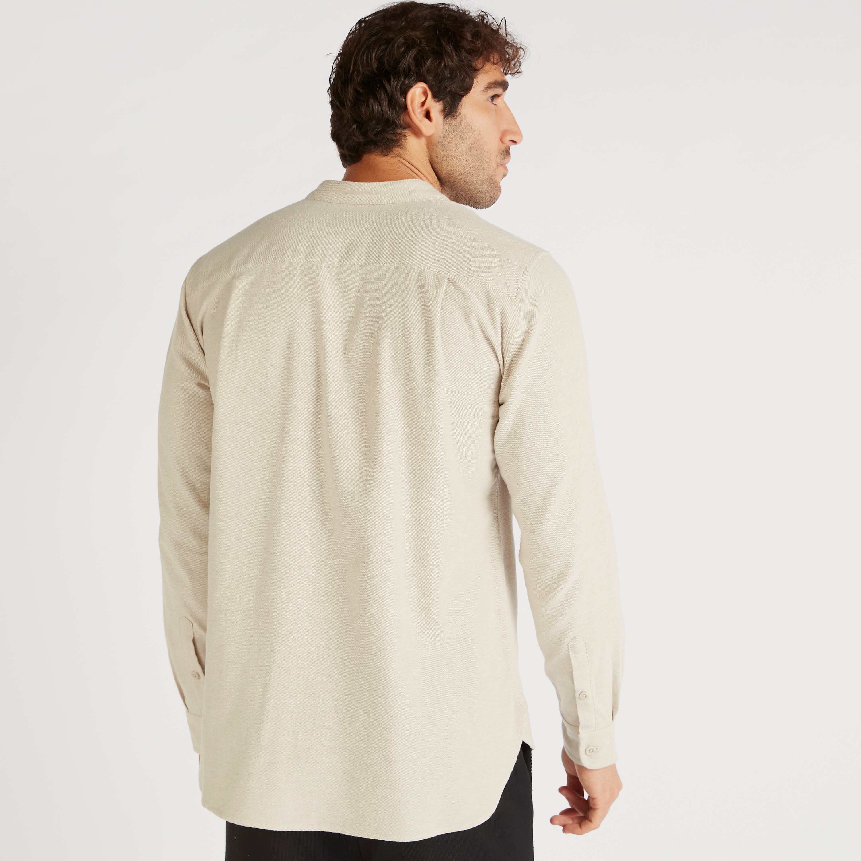 Solid Shirt with Mandarin Collar and Pocket-men-clothing-shirts-image-4