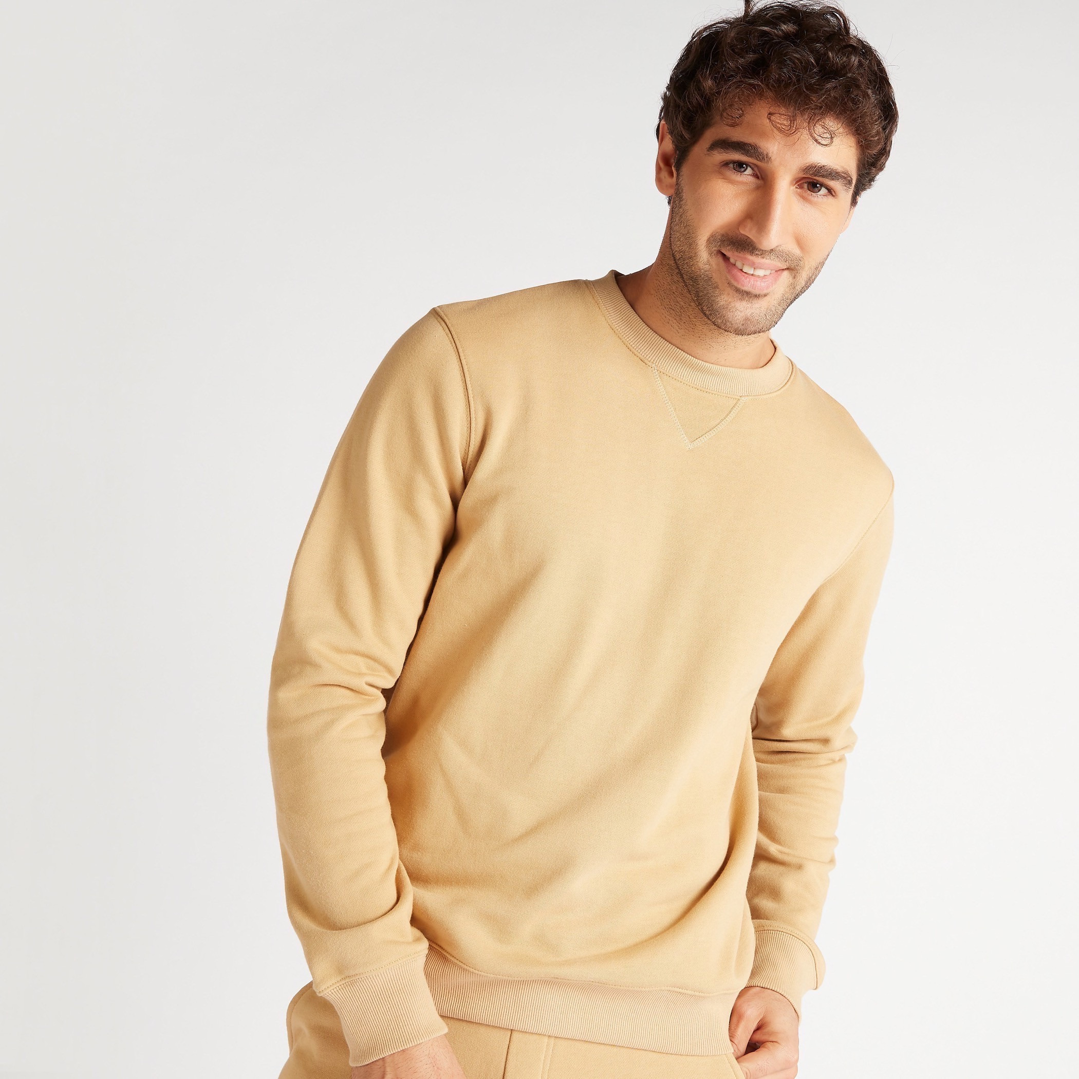 Solid Crew Neck Sweatshirt with Long Sleeves-men-winterwear-hoodiesandsweatshirts-image-3