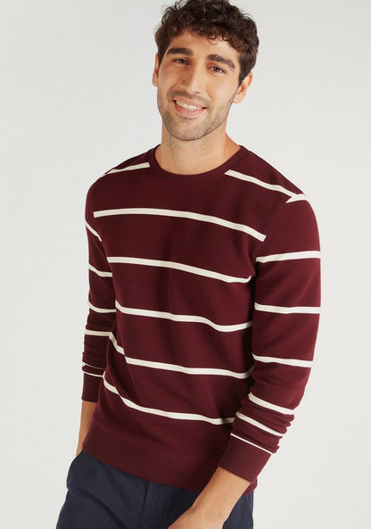 Striped Crew Neck Sweatshirt with Long Sleeves-Hoodies & Sweatshirts-image-0