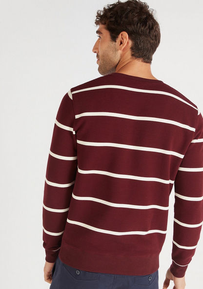 Striped Crew Neck Sweatshirt with Long Sleeves-Hoodies & Sweatshirts-image-3