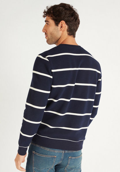Striped Crew Neck Sweatshirt with Long Sleeves-Hoodies & Sweatshirts-image-3