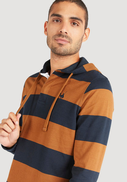 Striped T-shirt with Long Sleeves and Hood