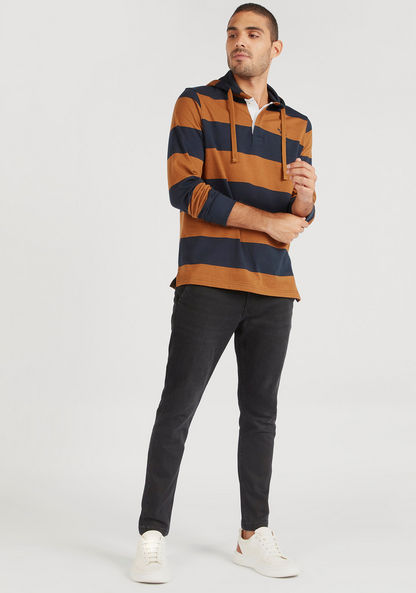 Striped T-shirt with Long Sleeves and Hood