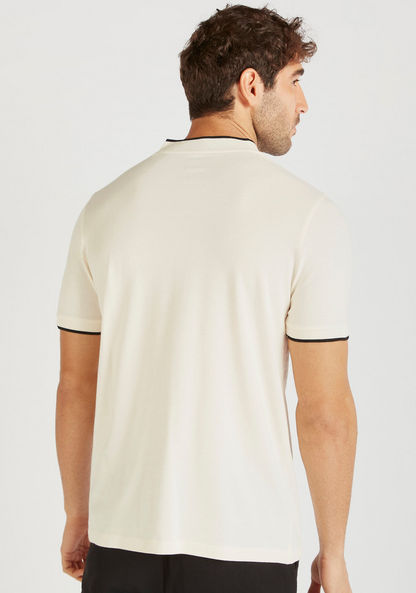 Solid Polo T-shirt with Mandarin Collar and Short Sleeves