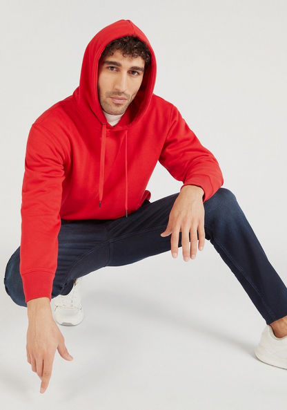 Solid Hooded Sweatshirt with Long Sleeves and Kangaroo Pocket