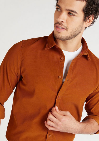 Textured Button Up Shirt with Long Sleeves