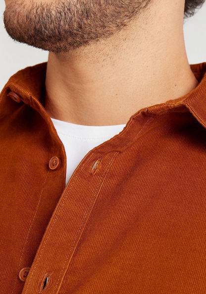 Textured Button Up Shirt with Long Sleeves