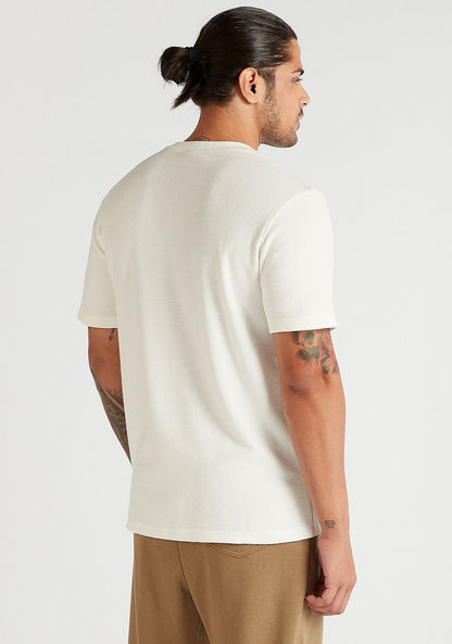 Textured T-shirt with Crew Neck and Short Sleeves