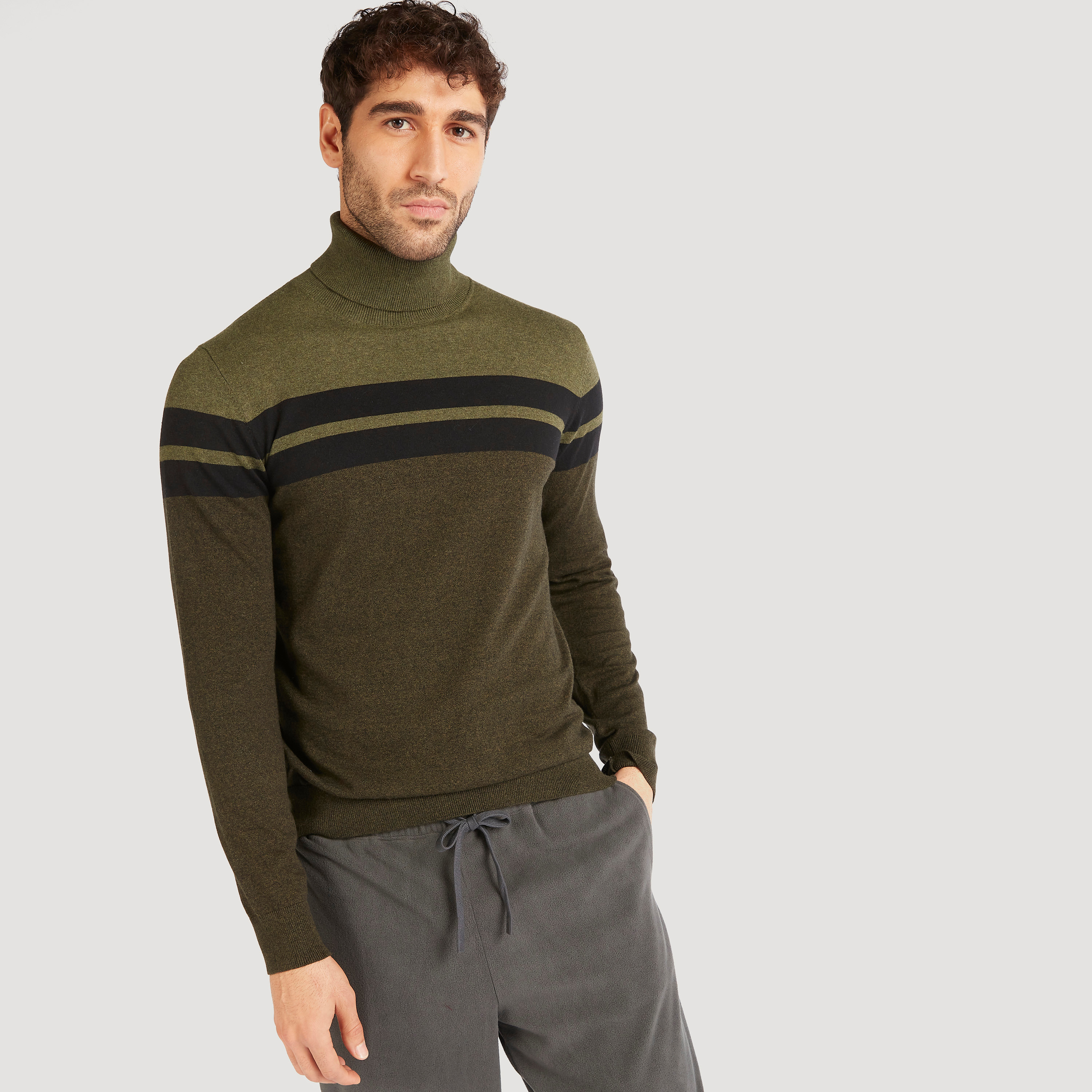 Solid Turtle Neck Sweater with Long Sleeves-men-clothing-sweatersandpullovers-image-1