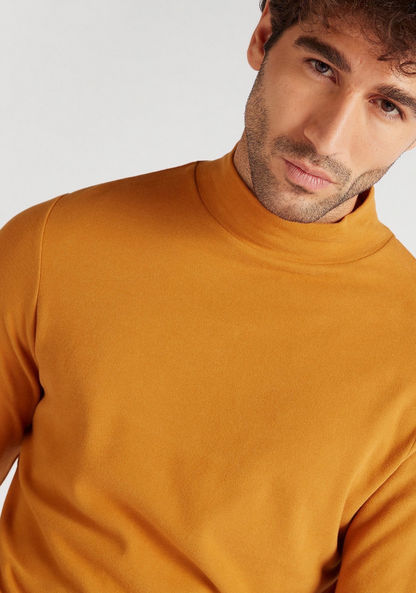 Solid High Neck Sweatshirt with Long Sleeves
