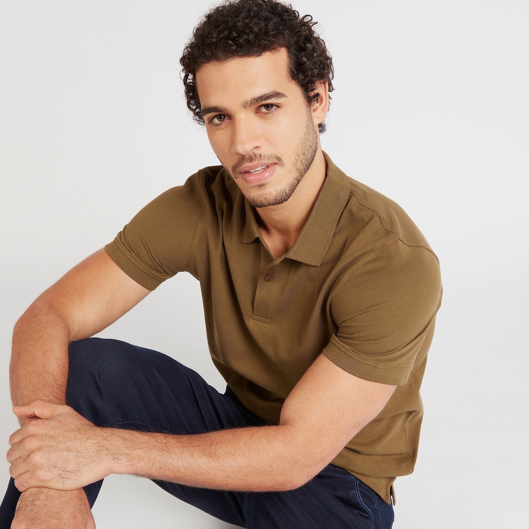 Solid Polo T-shirt with Short Sleeves-men-clothing-tshirtsandpolos-polos-image-1