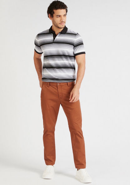 Striped Polo T-shirt with Short Sleeves