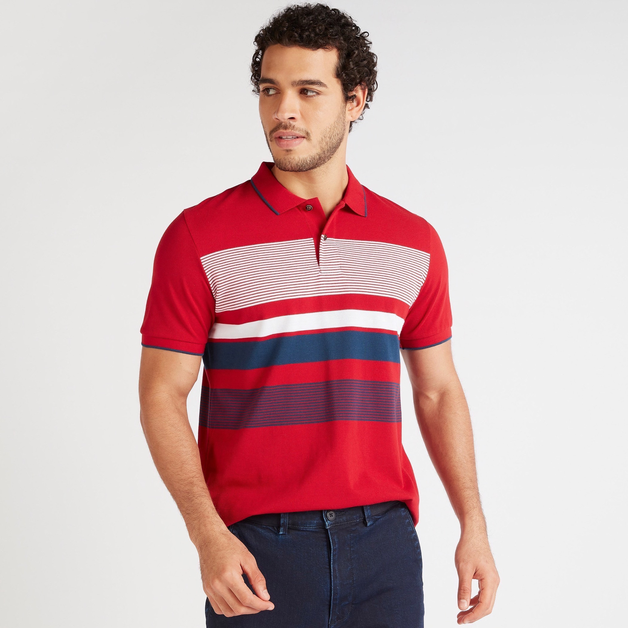 تيشيرت بولو مخطّط بأكمام قصيرة-men-clothing-tshirtsandpolos-polos-image-1