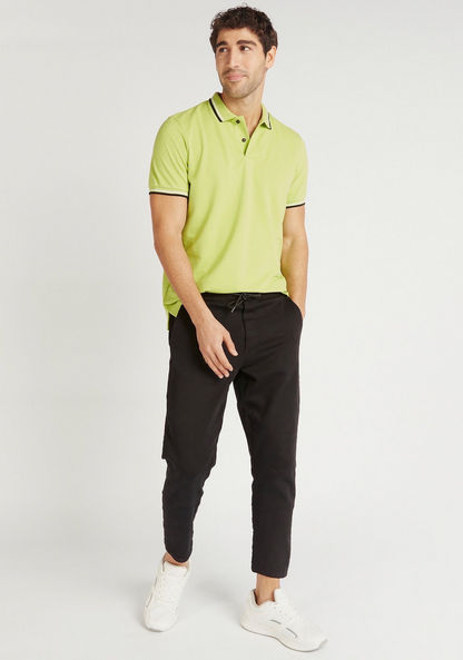 Solid Polo T-shirt with Short Sleeves and Tipping Detail-Polos-image-1