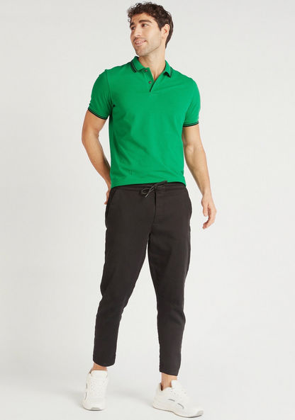 Solid Polo T-shirt with Short Sleeves and Tipping Detail-Polos-image-1