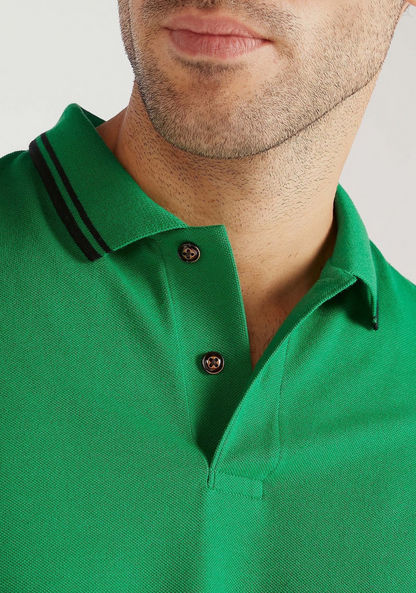 Solid Polo T-shirt with Short Sleeves and Tipping Detail-Polos-image-2