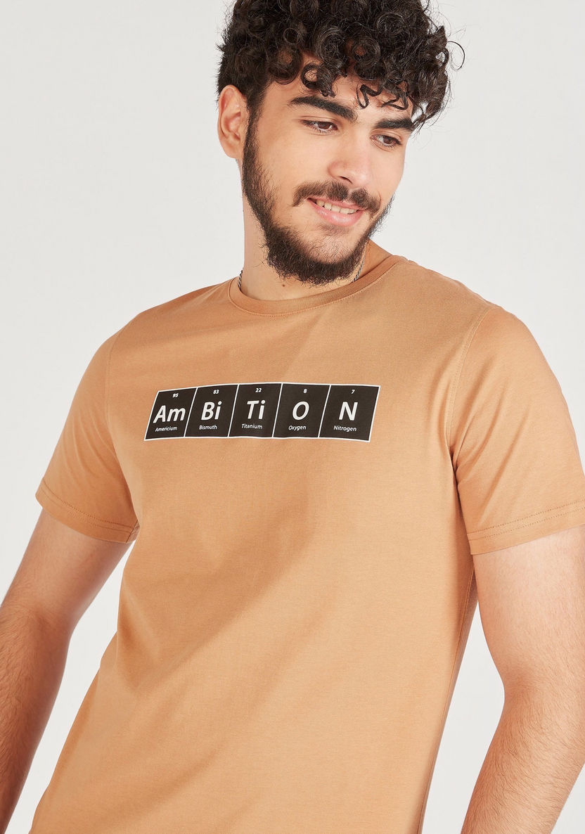 Printed Crew Neck T-shirt with Short Sleeves-T Shirts-image-0
