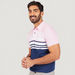 Striped Polo T-shirt with Short Sleeves and Button Closure-Polos-thumbnail-0
