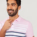 Striped Polo T-shirt with Short Sleeves and Button Closure-Polos-thumbnailMobile-2