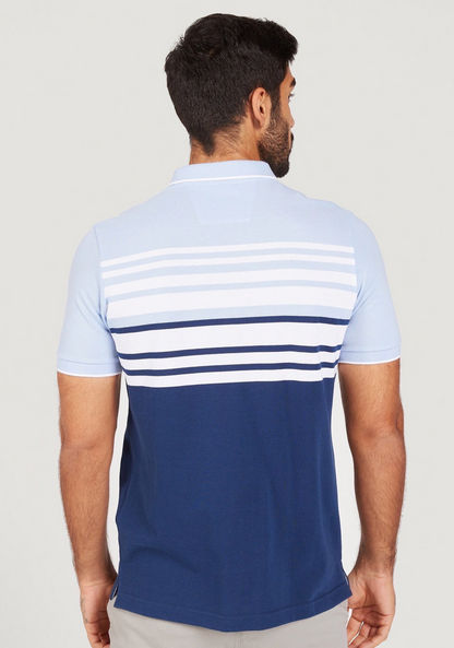 Striped Polo T-shirt with Short Sleeves and Button Closure-Polos-image-3