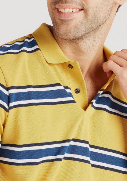 Striped Polo T-shirt with Short Sleeves