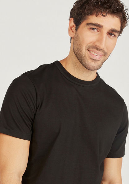 Solid Crew Neck T-shirt with Short Sleeves-T Shirts-image-4