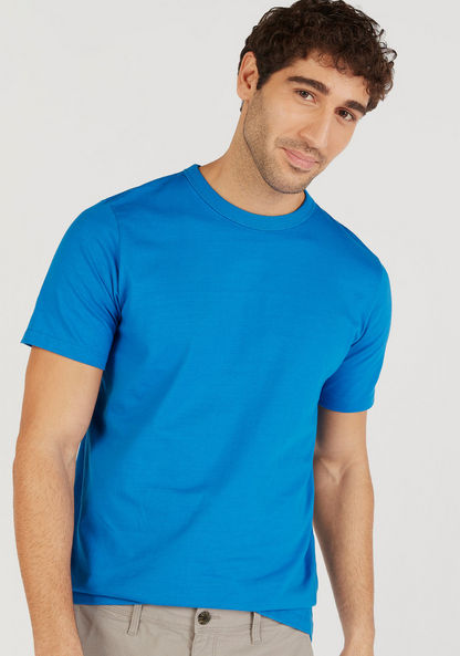 Solid Crew Neck T-shirt with Short Sleeves-T Shirts-image-0