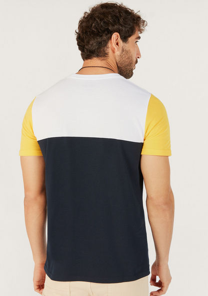 Colourblocked Crew Neck T-shirt with Short Sleeves-T Shirts-image-3