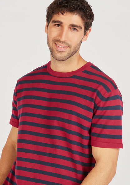 Striped T-shirt with Crew Neck and Short Sleeves-T Shirts-image-2