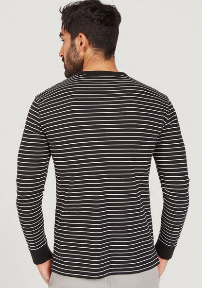 Striped Crew Neck T-shirt with Long Sleeves-T Shirts-image-3