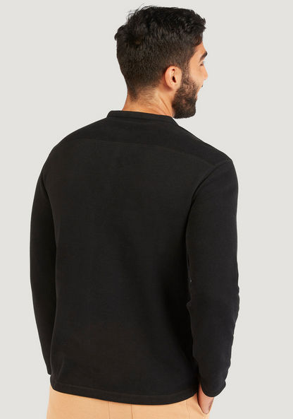 Textured Henley Neck T-shirt with Long Sleeves-T Shirts-image-3