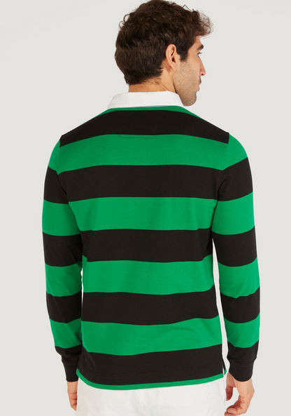 Striped Collared T-shirt with Long Sleeves-T Shirts-image-3