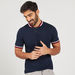 Solid Henley Neck T-shirt with Tipping Detail and Short Sleeves-Polos-thumbnail-0
