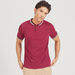 Solid Henley Neck T-shirt with Tipping Detail and Short Sleeves-Polos-thumbnail-0