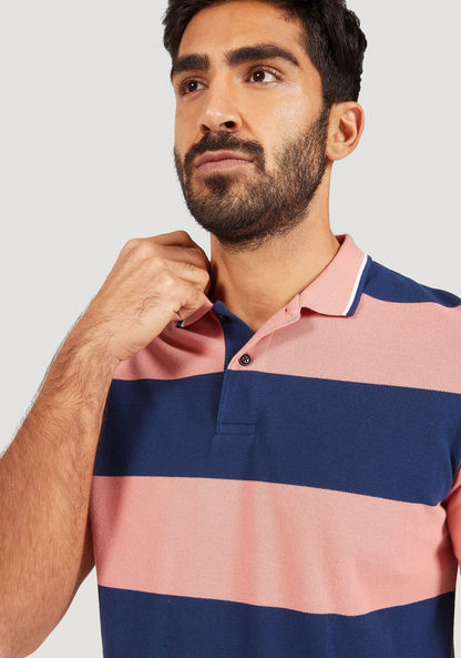 Striped Polo T-shirt with Short Sleeves-Polos-image-2