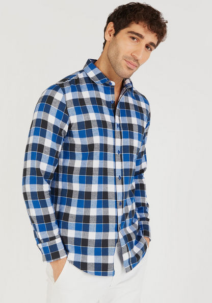 Checked Shirt with Long Sleeves and Button Closure-Shirts-image-0