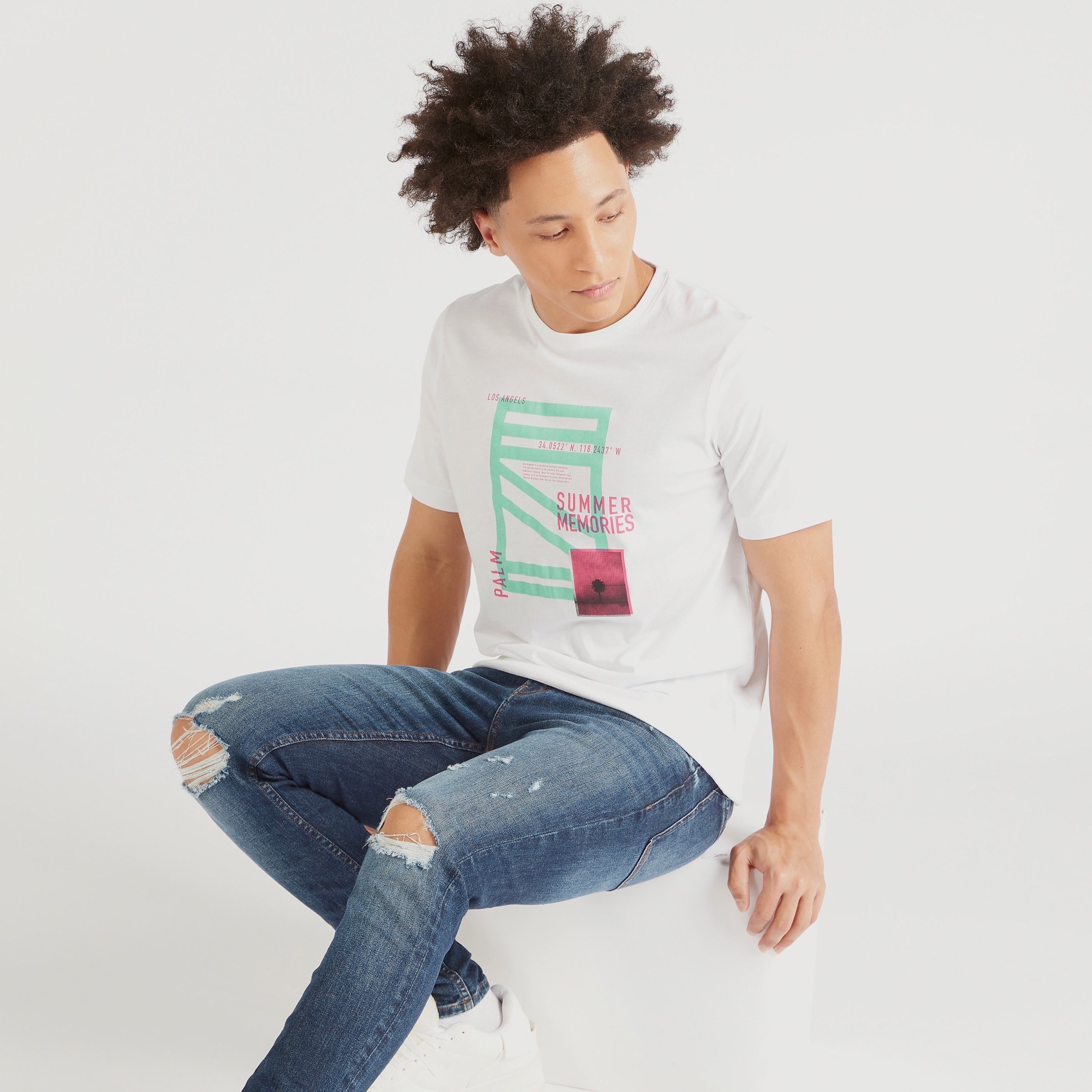 Graphic Print Crew Neck T-shirt with Short Sleeves-men-clothing-tshirtsandpolos-tshirts-image-1