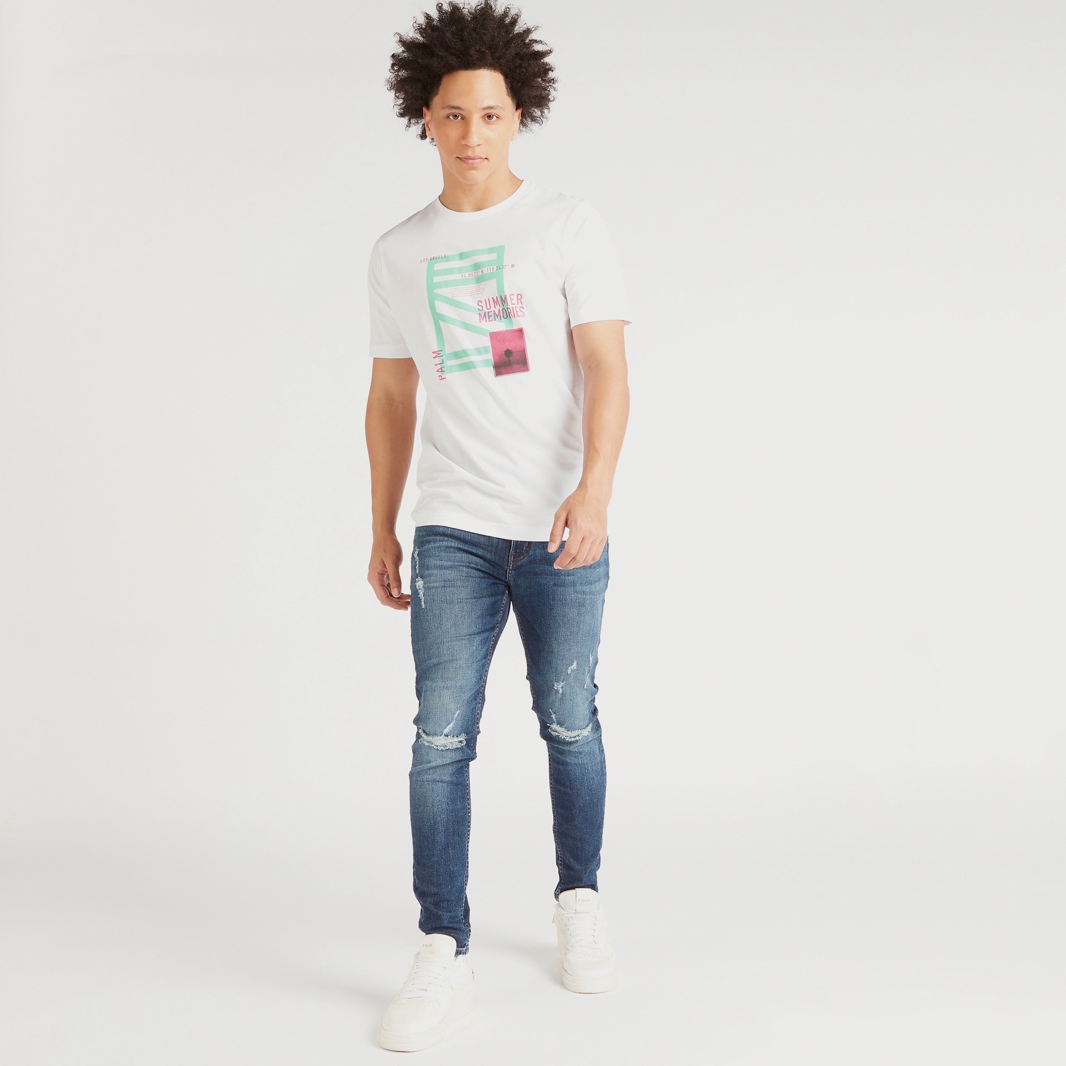 Graphic Print Crew Neck T-shirt with Short Sleeves-men-clothing-tshirtsandpolos-tshirts-image-2