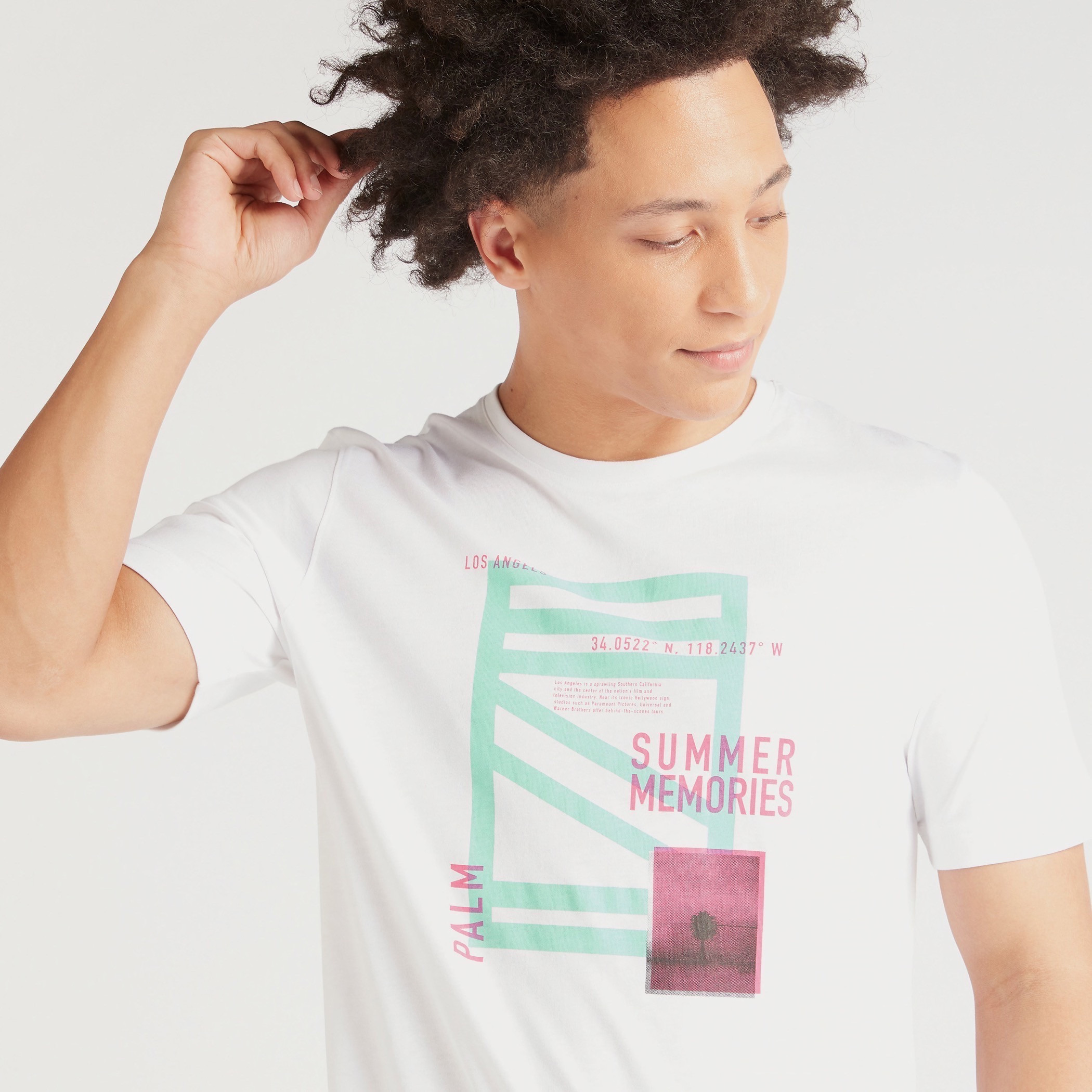 Graphic Print Crew Neck T-shirt with Short Sleeves-men-clothing-tshirtsandpolos-tshirts-image-3