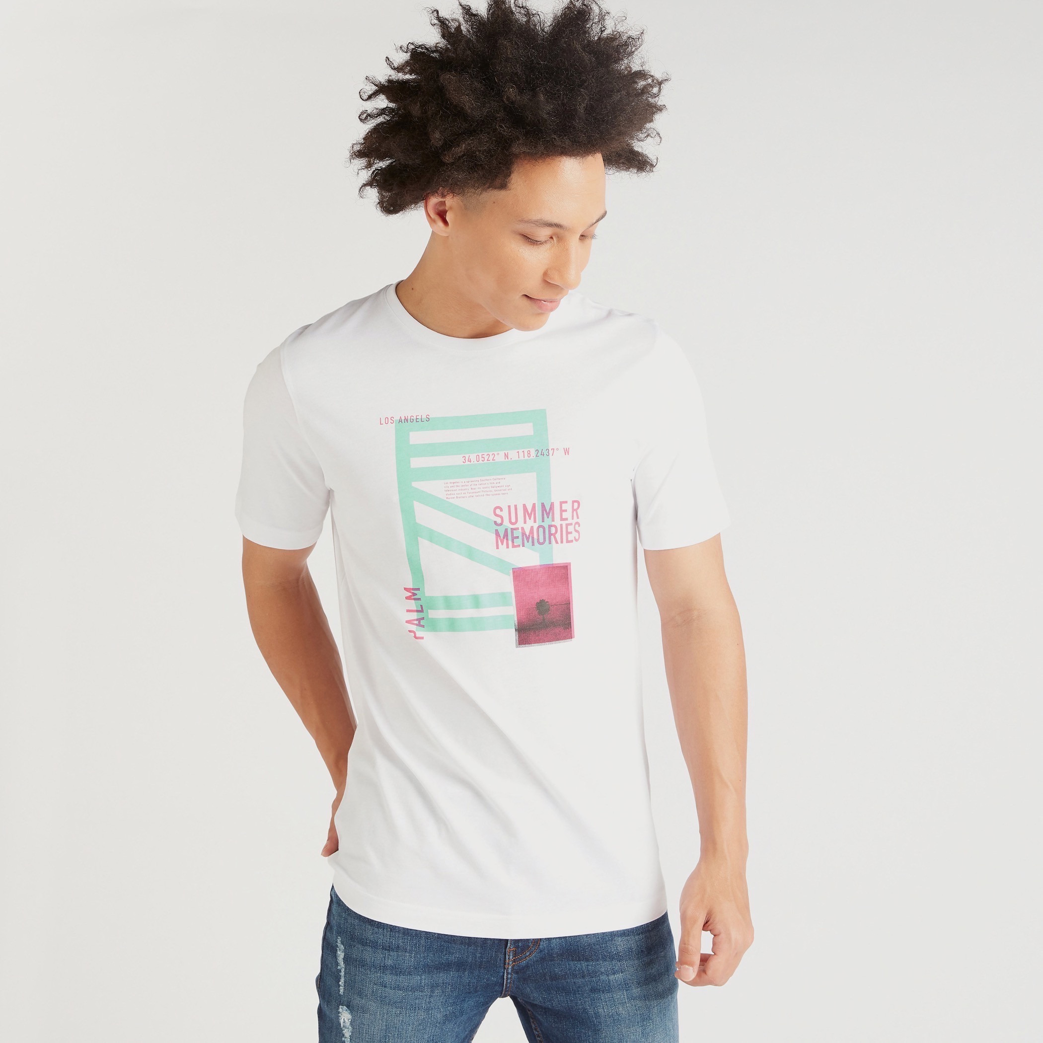 Graphic Print Crew Neck T-shirt with Short Sleeves-men-clothing-tshirtsandpolos-tshirts-image-5