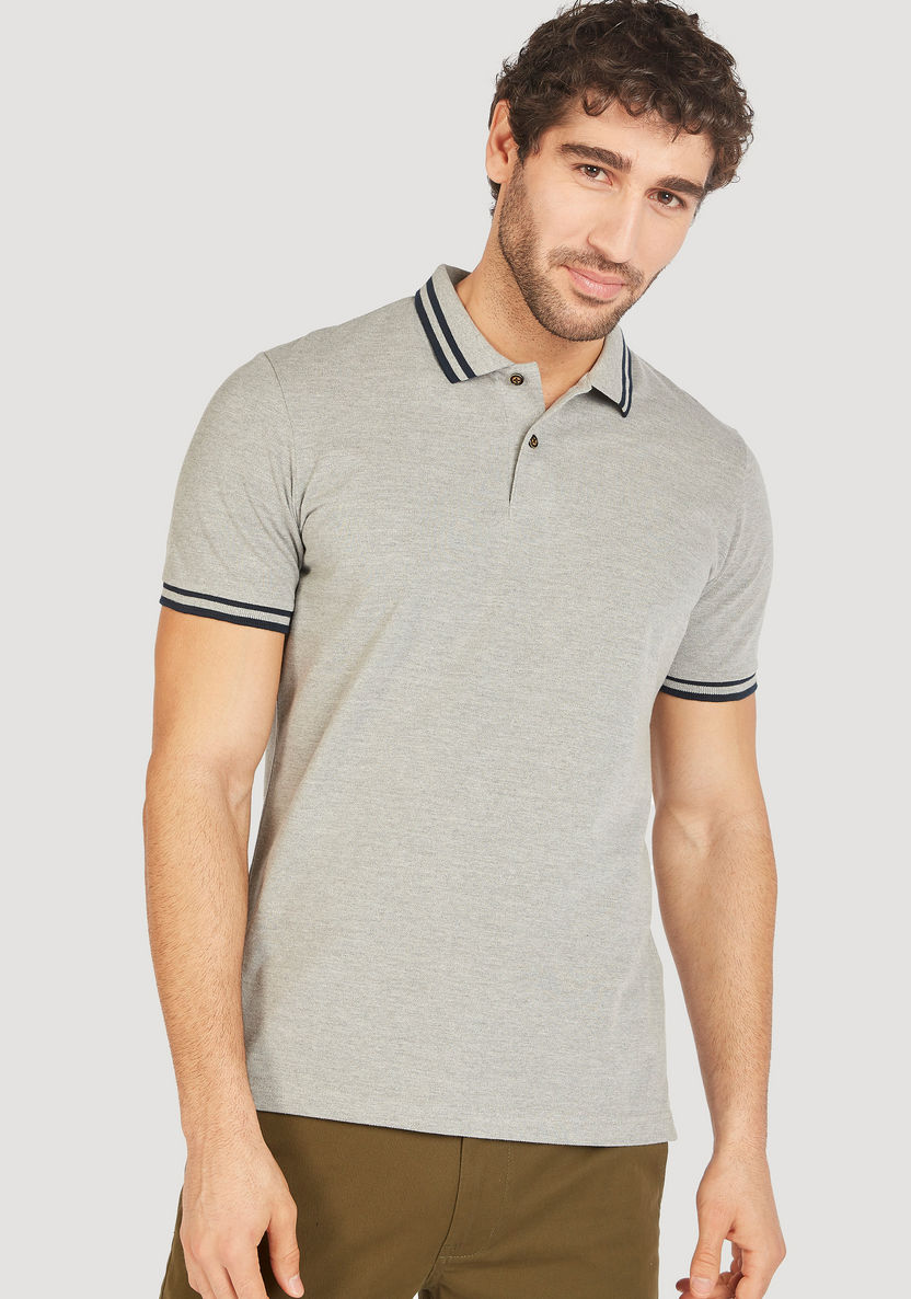 Solid Polo T-shirt with Short Sleeves-Polos-image-2