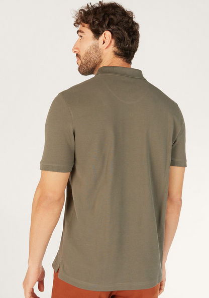 Solid Polo T-shirt with Short Sleeves and Button Closure-Polos-image-4
